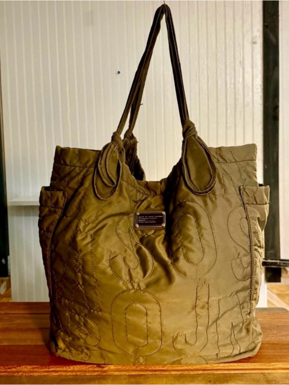 Marc Jacobs Olive Green Quilted Shoulder Tote